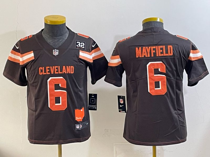 Youth 2025 Nike Cleveland Browns #6 Mayfiels brown Retro Limited NFL Jersey style 02->youth nfl jersey->Youth Jersey